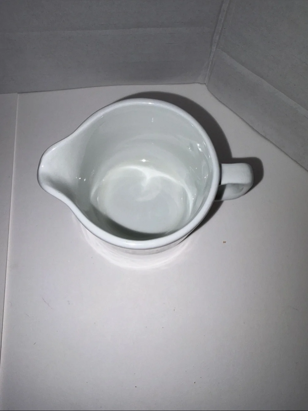 Vitro White Ceramic Creamer with Blue and Gold Floral Pattern
